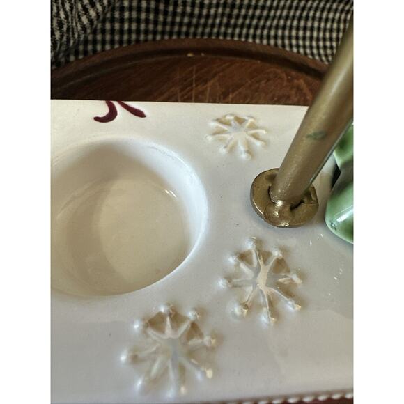 Grassland Roads Christmas Tree Salt & Pepper Shaker’s W/stand Ceramic Holiday - Picture 2 of 9